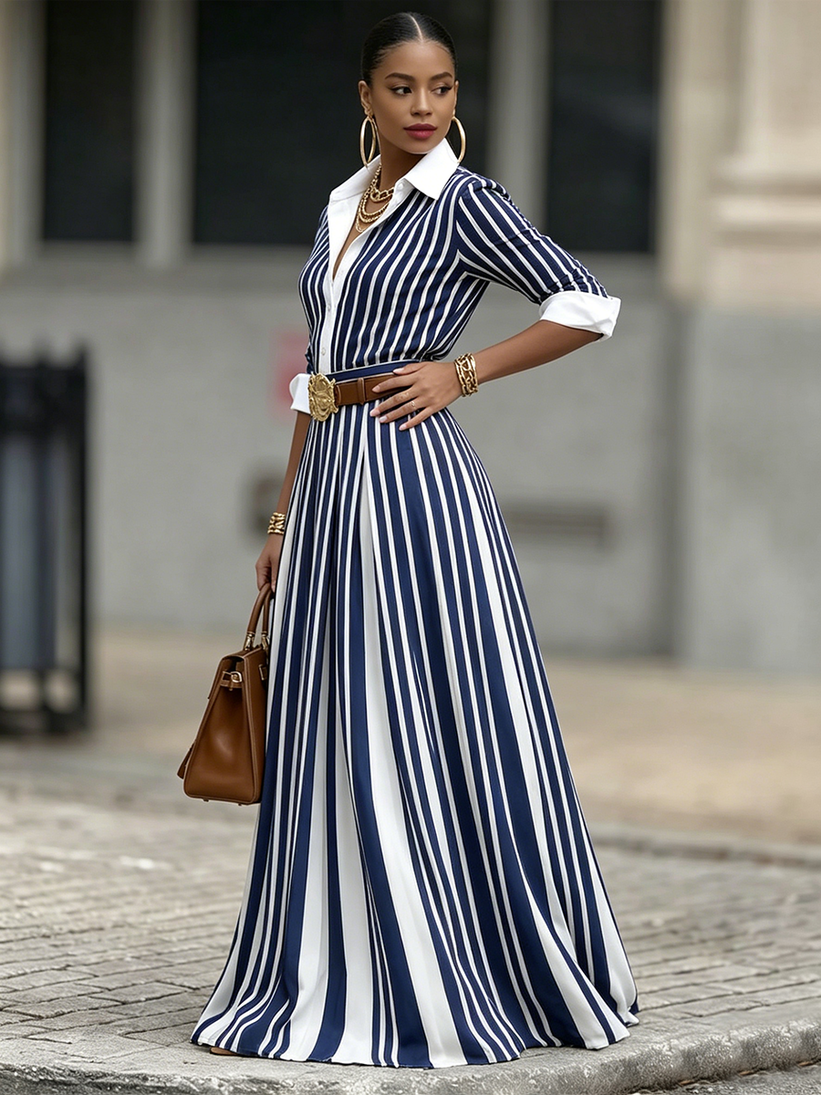 AMELIA | Sukienka maxi w paski