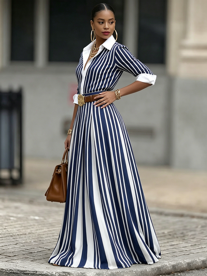 AMELIA | Sukienka maxi w paski