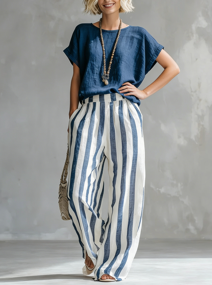 KAROLINA | Komplet w paski z luźnym krojem