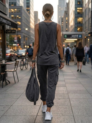 KAROLINA | Komplet z topem bez rękawów