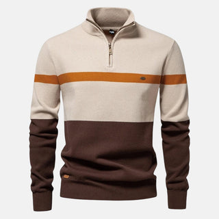 SEBASTIAN | Sweter w paski z zamkiem