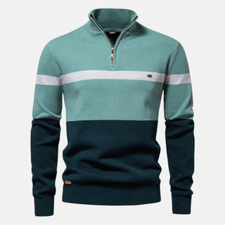SEBASTIAN | Sweter w paski z zamkiem