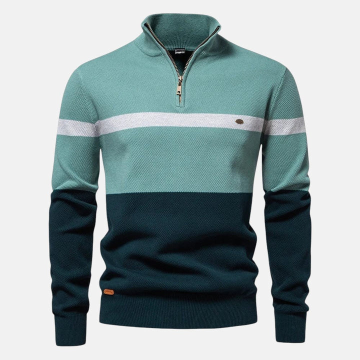 SEBASTIAN | Sweter w paski z zamkiem
