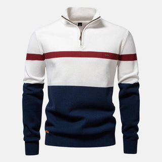 SEBASTIAN | Sweter w paski z zamkiem