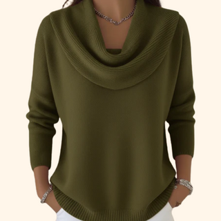 ZOFIA | Sweter z drapowanym kołnierzem
