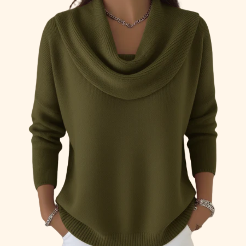 MONIKA | Sweter z drapowanym kołnierzem